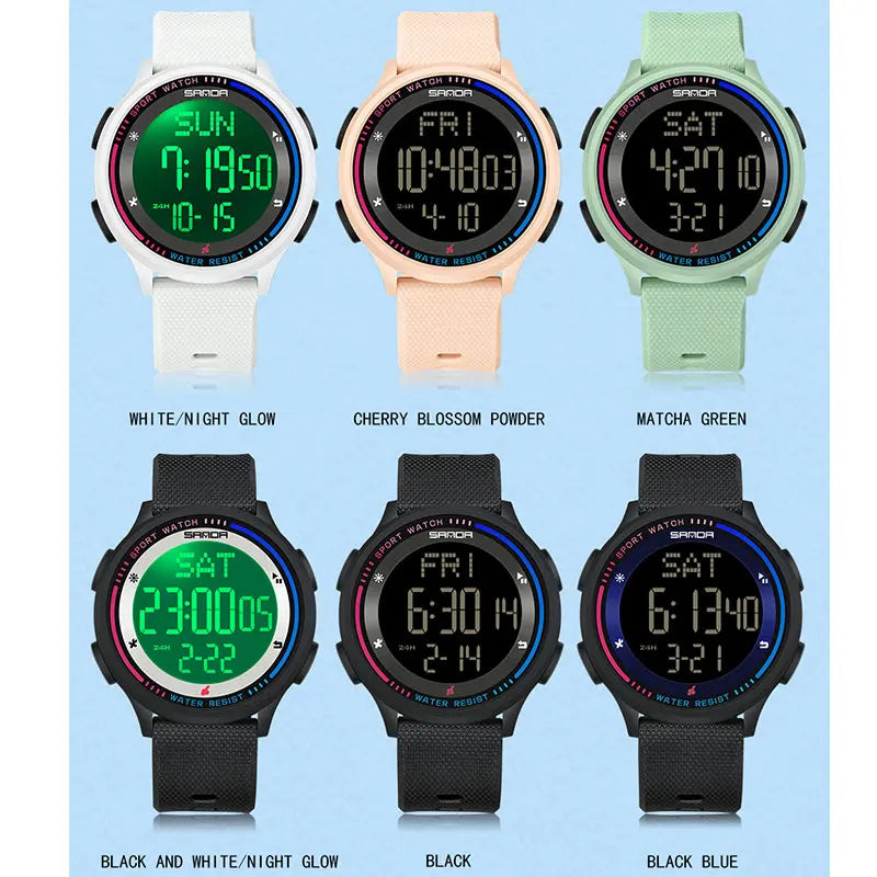 Fashion Digital Movement Teenager Students Hand Clock Trendy Water Resistant Outdoor