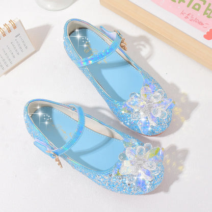 Party Dresses Shoes Heel Girls Glitter Elegant Girl Heels Shoes Child Shoe Low Heeled Bow Sequins Kids High Heels 3- 12 Year Old