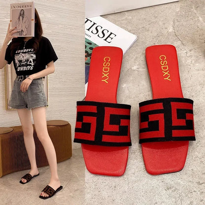 Plus Size Brand Design Women Falt Heels Slipper Summer Fashion Flat Bottoms Sildes Ladies