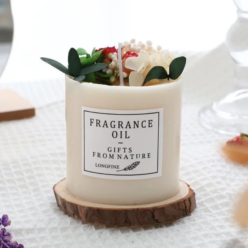 Preserved flower Scented Candle Soy Wax Dried Flowers Romantic  Candles Fragrance Ornament