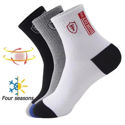 5 Pairs Breathable Cotton Men's Basketball Running Crew Socks