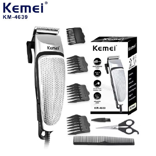 Kemei Professional Electric Hair Clipper Adjustable Moving Knife Noise Reduction Cutter Head Oil Head White Barber KM-4639