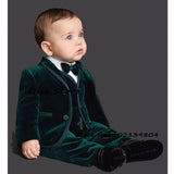 Boys Suit Velvet 3 Piece Formal Blazer Pants Vest Kids Jacket Wedding Tuxedo Child Custom Suit комплекты для маленьких мальчиков