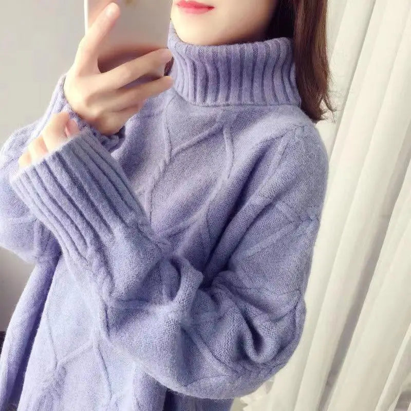 Autumn Winter New Fashion High Collar Long Sleeve Solid Sweaters Women's Clothing