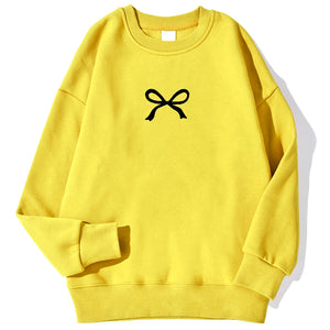 Casual Women's Sweatshirts Kawaii Bow Graphic Prints Pullover Comfortable Warm
