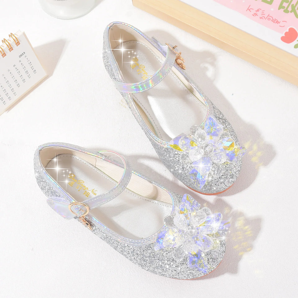 Party Dresses Shoes Heel Girls Glitter Elegant Girl Heels Shoes Child Shoe Low Heeled