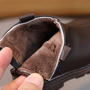 New Trend Back Zipper chimney boots for toddler girl Cozy Velvet Newborn Baby Boy Short Boots Winter Birthday Party Shoes G10303