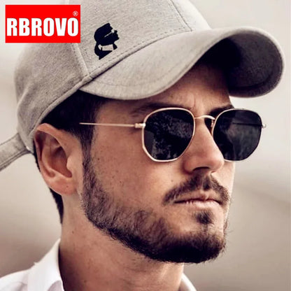 RBROVO 2023 Metal Vintage Sunglasses Men Luxury Brand Polygon Glasses Men