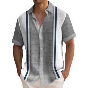 Summer Striped Printed Shirts For Men Casual Short Sleeve