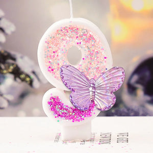 Children's Birthday Candles 0-9 Number Pink Purple Candle