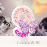 Children's Birthday Candles 0-9 Number Pink Purple Candle