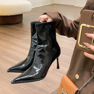 Fashion Sexy Autumn Winter Women Ankle Boots Pointed Toe Short Booties Shoes