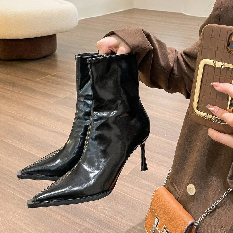 Fashion Sexy Autumn Winter Women Ankle Boots Pointed Toe Short Booties Shoes