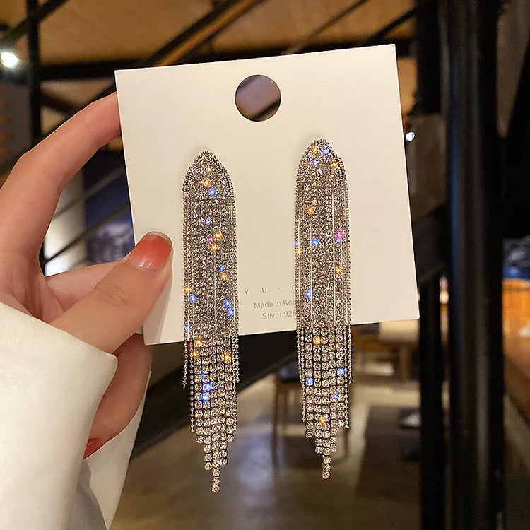 Hanging Earrings Retro Long Tassel Earrings feminine temperament  Coconut Rhinestone S925 Silver Needle 2023 NEW Fashion Jewelry
