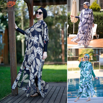 Muslim Modest Swimwear Hijab Swimsuit Women Swimming Suit Cover Ups Hijabs For Woman Islamic Long Sleeve Burkini Bathing Swim