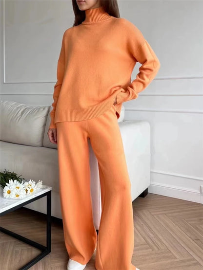 Autumn Winter 2 Pieces Women Sets Knitted Tracksuit