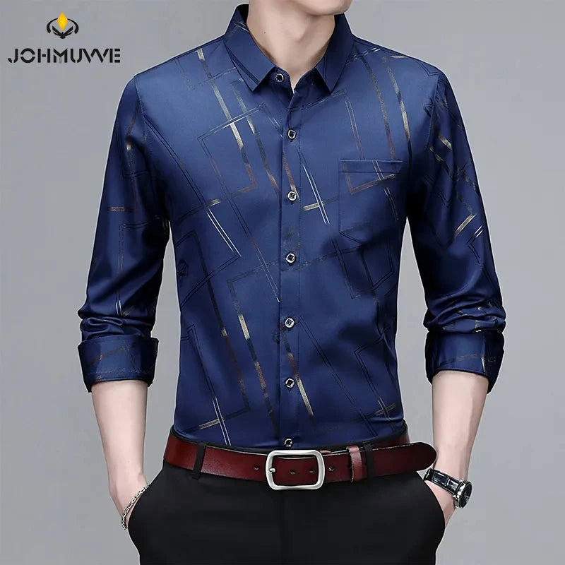 Men's Casual and Fashionable Long Sleeved Printed Shirt,