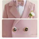 Boys Spring Autumn Formal Pink Suit Children Kids Blazer Pants Bowtie Outfit