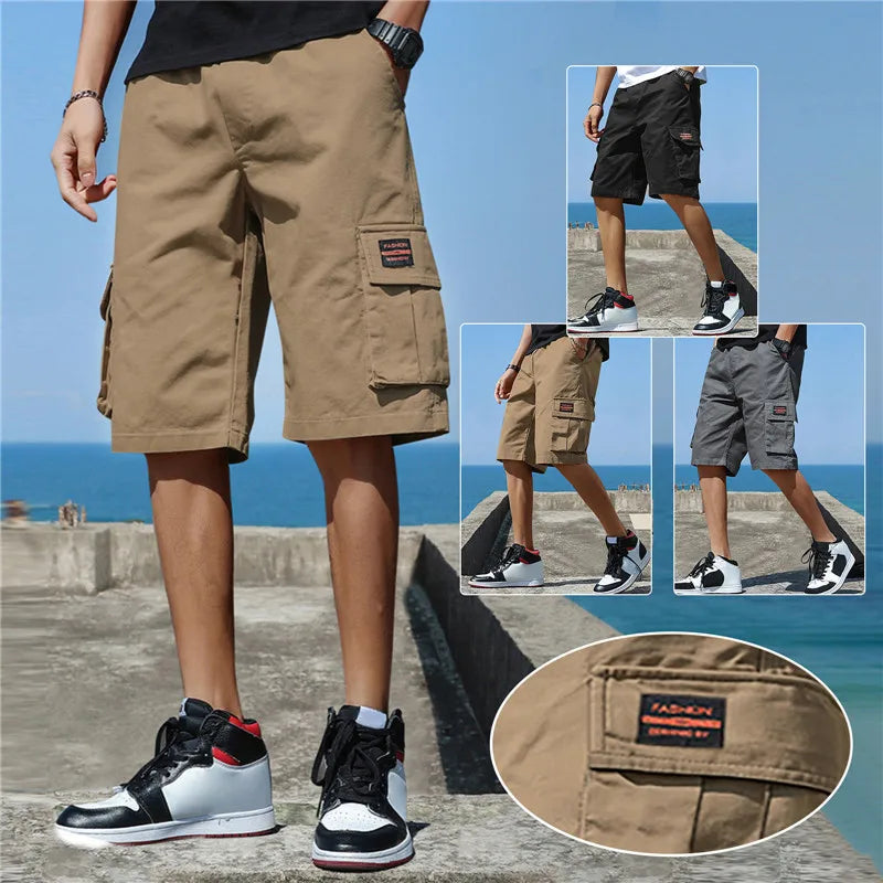 Summer Men Trend Cargo Shorts Pocket Sports Short Pants Streetwear Hip Hop Loose Straight Breeches Military Tactical Shorts