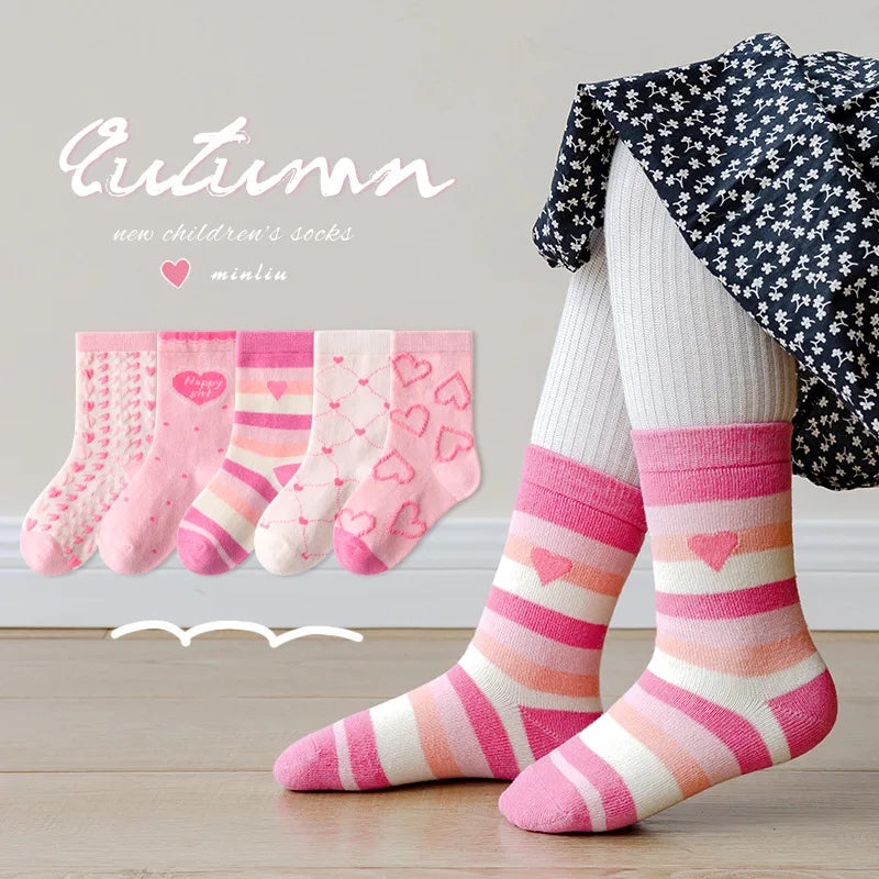 Little Girls Socks Spring Baby Cotton Socks Big Children Girl Cartoon Love