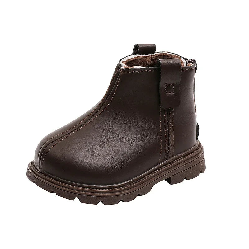New Trend Back Zipper chimney boots for toddler girl Cozy Velvet Newborn Baby Boy Short Boots Winter Birthday Party Shoes G10303