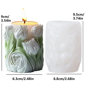 candle silicone mold flower bouquet relief resin mould blooming flower gypsum molds