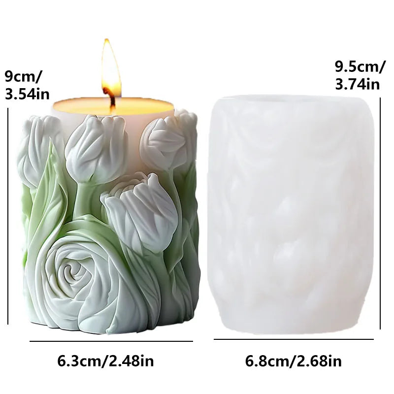candle silicone mold flower bouquet relief resin mould blooming flower gypsum molds
