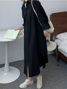 Shirt Dress Evening Vintage Dress Party Oversize Long Cotton Beach Women Dresses