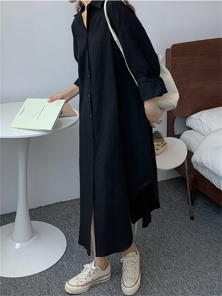 Shirt Dress Evening Vintage Dress Party Oversize Long Cotton Beach Women Dresses