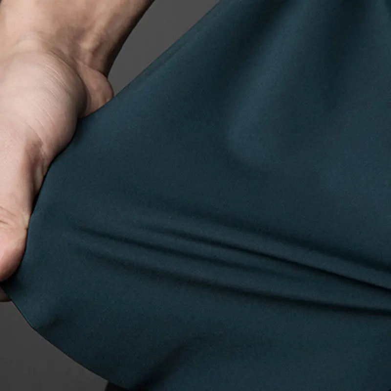 Men's short-sleeved shirt high stretch seamless ice silk non-ironing