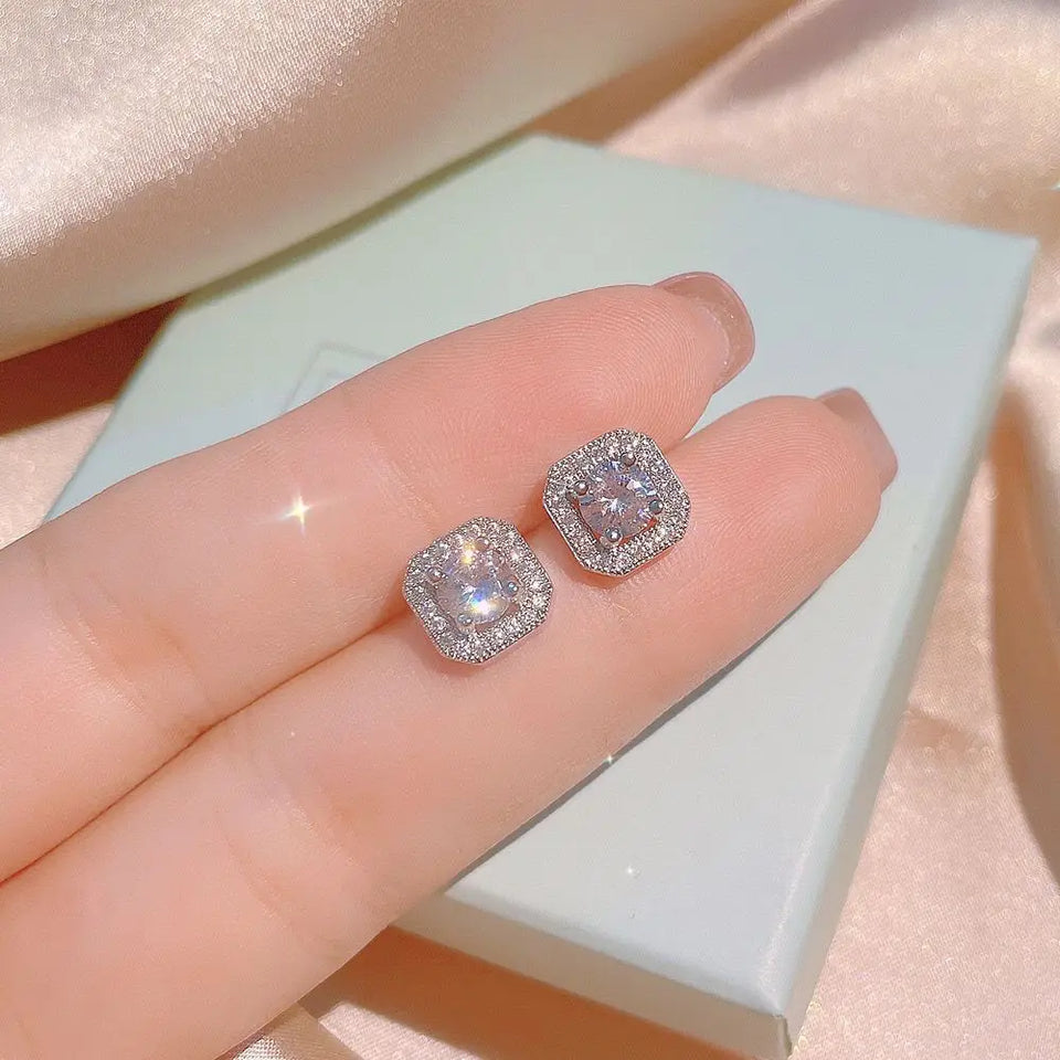 Fashion Square Zircon Necklace Earrings Ring For Women Luxury Wedding Engagement Jewelry Shining Party Jewelry Gifts