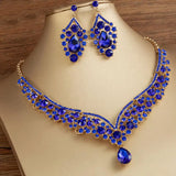 1 Set Bridal Earrings Necklace Rhinestones Jewelry