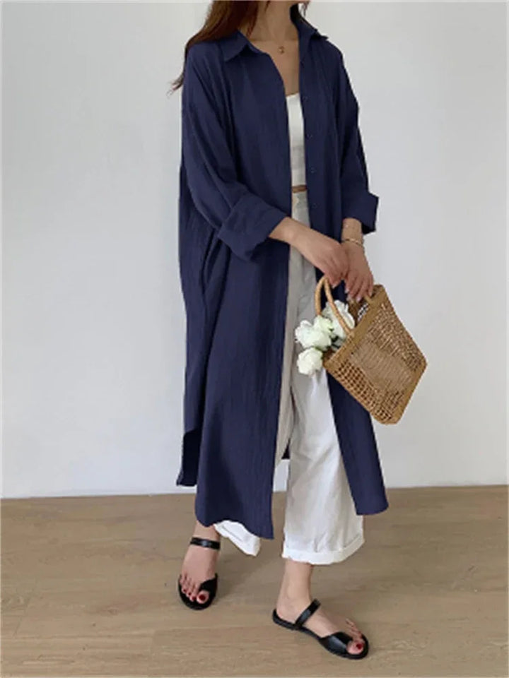 Shirt Dress Evening Vintage Dress Party Oversize Long Cotton Beach Women Dresses
