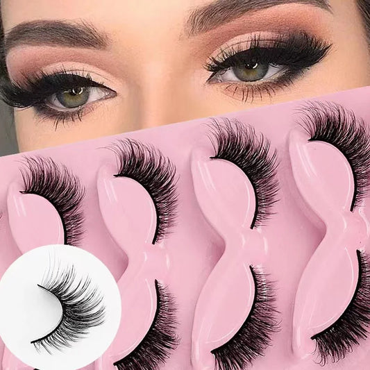 5/2Pairs Cat Eye Lashes Faux Mink Eyelashes Winged End Eye Elongated Eyelashes Fake Lashes Soft Natural long Full Strip Lashes