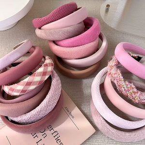Sweet Romantic Pink  Headband Sponge Wide Hair Band for Woman Girl Temperament Hair