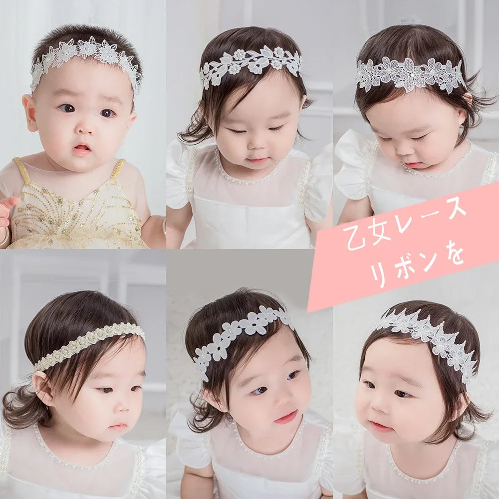 Princess Crown Flower Decor Elastic Hair Bands for Newborns Children Accessories Baby Girls Headbands Birthday Party Photo Props