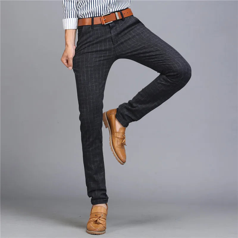 Spring Summer New Casual Pants Men Cotton Slim Fit Chinos Fashion Trousers
