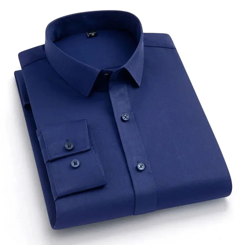 Men's long sleeved shirt casual, simple, high-quality, wrinkle free, slim fit, business formal, all season collection