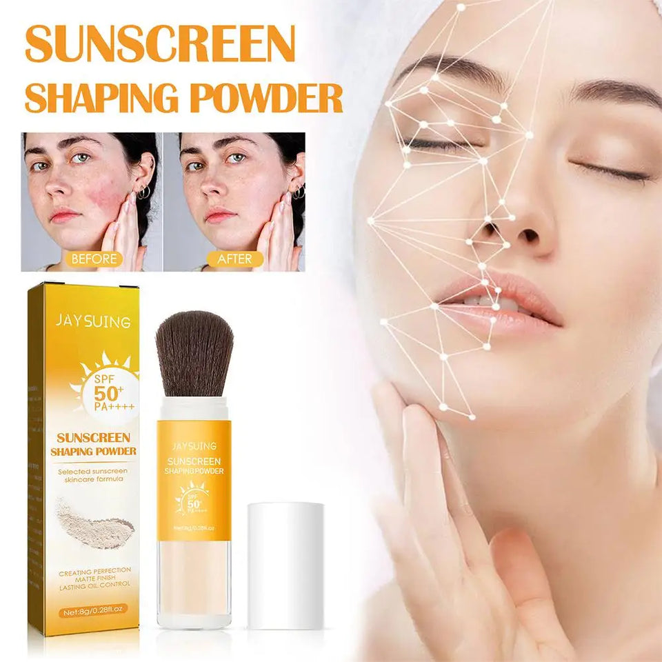 2pcs Waterproof Spf50 Sunscreen Loose Powder Sunblock Skin Protective Invisible Pore Solar Blocker Oil Control For Face Care