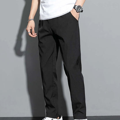 Ice Silk Pants Men'S Summer Thin Men'S Casual Pants Breathable Strap Loose High Elastic Quick Drying Air Conditioning Chinos Men