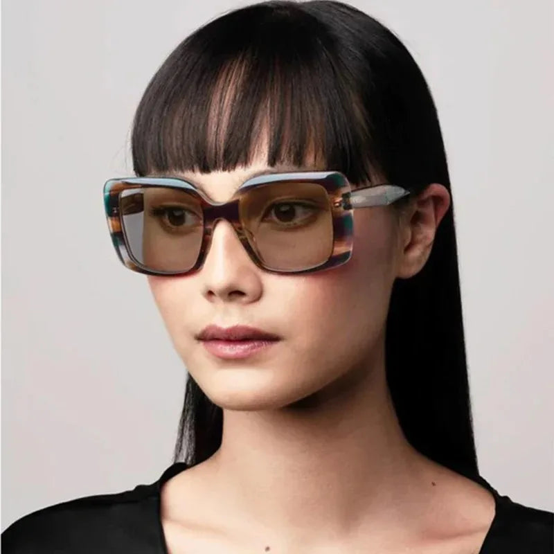 Brand Designer Sunglasses Mens Gradient Oversized Big Acetate Frame Trendy Thick Rectangle Sun Glasses
