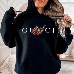 High Quality Print Fleece Hoodie Women's Fashion Graphic Loose Casual Sweatshirt