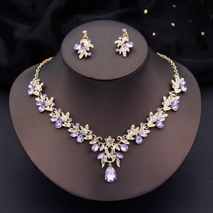 Water drop Butterfly Bridal Jewelry Sets for Women Earring Necklace Set Rhinestone Crystal Wedding Jewelry Sets 3 Pcs Gifts