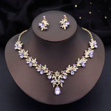 Water drop Butterfly Bridal Jewelry Sets for Women Earring Necklace Set Rhinestone Crystal Wedding Jewelry Sets 3 Pcs Gifts