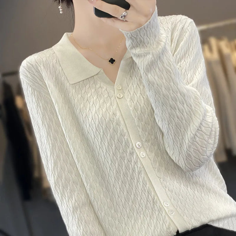 New lapel Cashmere cardigan women fashion Cashmere sweater women casual Cashmere cardigan Coat