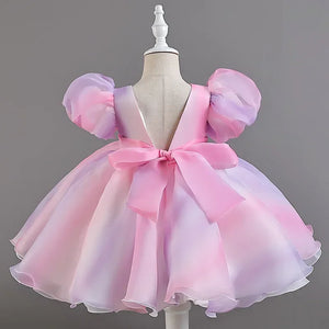 Fashion Baby Girl Dress Lace Mesh Shorts Sleeve Kids Dresses for Girls Summer Children Girls Party Dress 1-6 Years