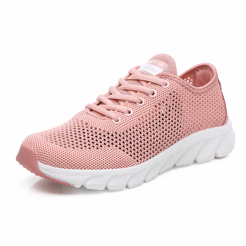 Breathable Lightweight Outdoor Running Sneakers Ladies Solid Color Tennis Ladies Casual Shoes