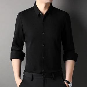 Top Grade Wool 4.7% Traceless New Brand Man 2023 Fashion Designert Shirts Business Slim Fit Long Sleeve Casual Men Clothing