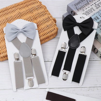 Kids Suspenders With Bowtie Fashion Children Bow Tie Set Boys Braces Girls Adjustable Suspenders Baby Wedding Ties Accessories