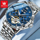 OLEVS Skeleton Multifunctional Men's Watch Automatic Mechanical Luxury Wrist Watch For Men Waterproof Stainless Steel Strap 6691